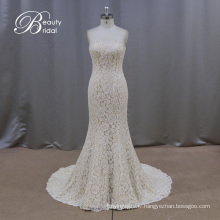 Guangzhou Champagne sirène robe de mariée dentelle perlée